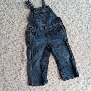 OshKosh B'gosh Classic Blue Overalls Vestbak Cotton Snap Up Bottom 24M Boy Girl